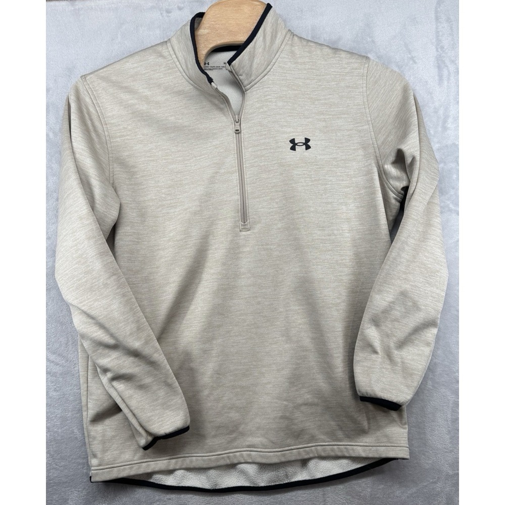 Under Armour ColdGear 1/4 Zip Pullover Long Sleeve‎ Fleece Soft Beige Men's XL